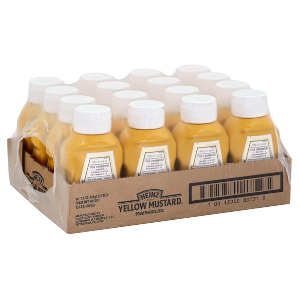 Heinz Heinz Kosher Yellow Mustard Plastic Bottle Top Down 13 oz., PK16 - 10013000007310