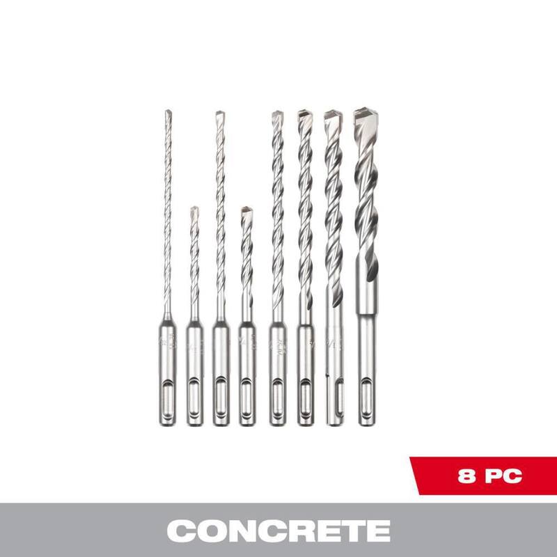 Juego de brocas de martillo de carburo de dos cortes SDS-Plus Milwaukee (8 piezas) - 48-20-7673