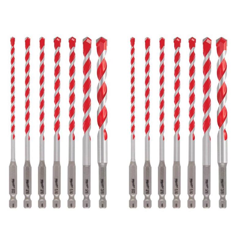 Kit de brocas para taladro de percusión de carburo SHOCKWAVE de Milwaukee (14 piezas) - 48-20-9052-48-20-9052