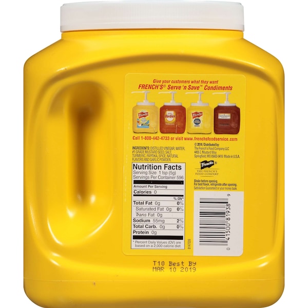 Frenchs French's Yellow Mustard Kosher 105 oz. Jug, PK4 - 81938
