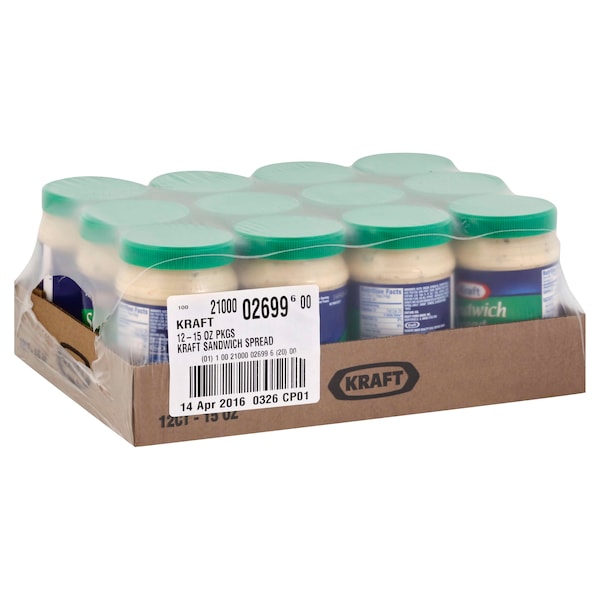 Kraft Kraft Spoonable Sandwich Spread 15 fl. oz. Jar, PK12 - 10021000026996