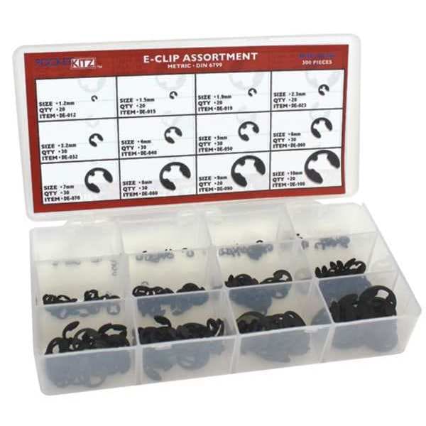 Rotor Clip External Retaining Ring Assortment, Carbon Steel, Phosphate Finish - DISP-DE300