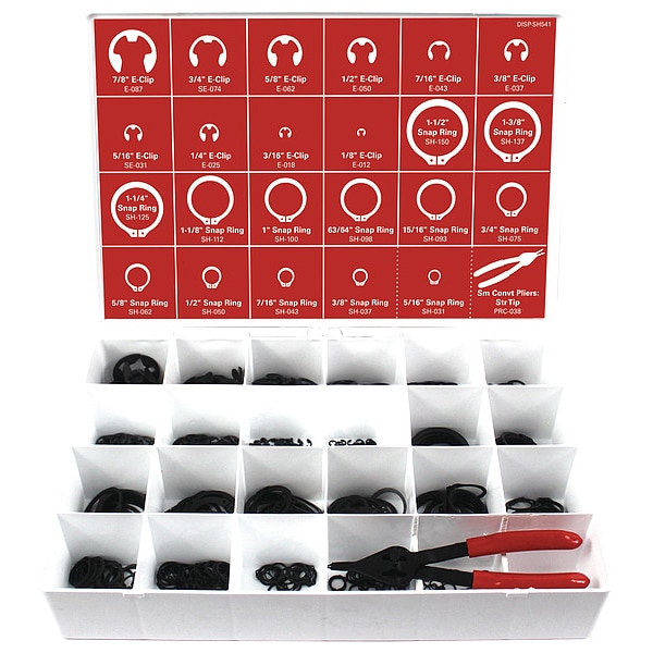 Itw Bee Leitzke External Retaining Ring Assortment, Steel, Phosphate Finish, 23 Sizes - WWG-DISP-SH541