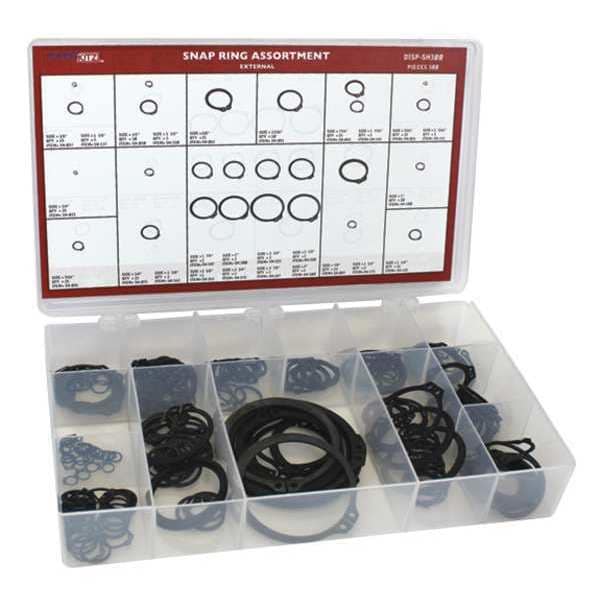Huyett External Retaining Ring Assortment, 300 Pieces, 26 Sizes - DISP-SH300
