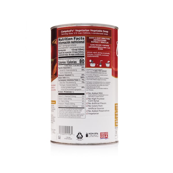 Campbells Condensed Soup Red & White Vegetarian Vegetable Soup 50 oz., PK12 - 000001156