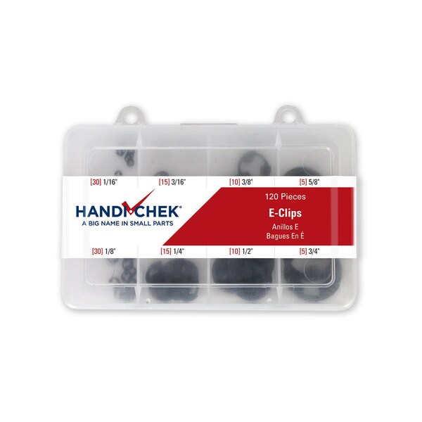 Handi-Chek External Retaining Ring Assortment, Carbon Steel, Phosphate Finish, 120 Pieces, 8 Sizes - DISP-E120