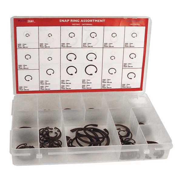 Rotor Clip Internal Retaining Ring Assortment, Carbon Spring Steel, Phosphate Finish, 18 Sizes - DISP-DHO150