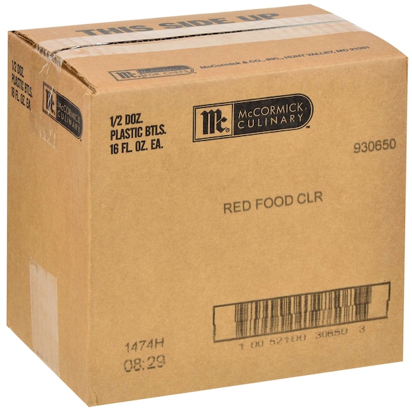 Mccormick McCormick Culinary Red Food Color 1 Pint Bottle, PK6 - 930650