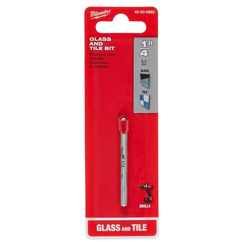 Broca de vidrio y azulejo con punta de carburo de 1/4 de pulgada de Milwaukee - 48-20-8982