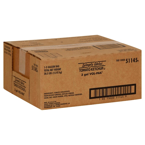 Heinz Heinz Vol Pak Simply Ketchup 3 gal. Bag - 10013000511459