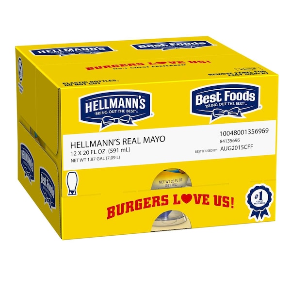 Hellmanns Spread Real Mayonnaisemade With 100% Cage Free Eggs 20 fl. oz., PK12 - 84135696