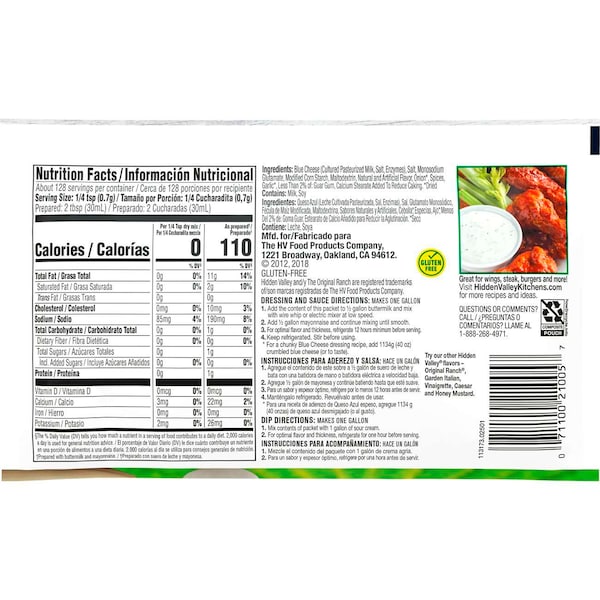 Hidden Valley Hidden Valley Blue Cheese Dressing Dry Mix 1 gal. Box, PK18 - 21005