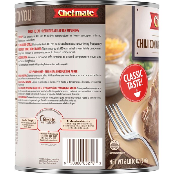 Chef-Mate Chef-Mate Original Carne Chili Without Beans 6.614lbs Can, PK6 - 10050000050885