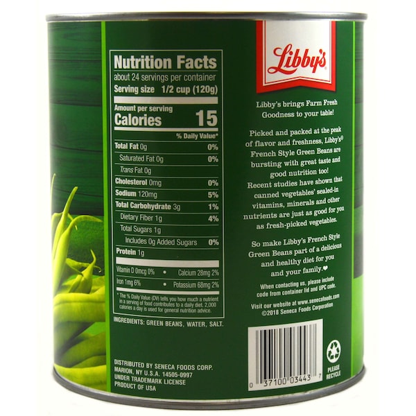 Libbys Libby French Style Green Bean 101 oz., PK6 - F003710093443