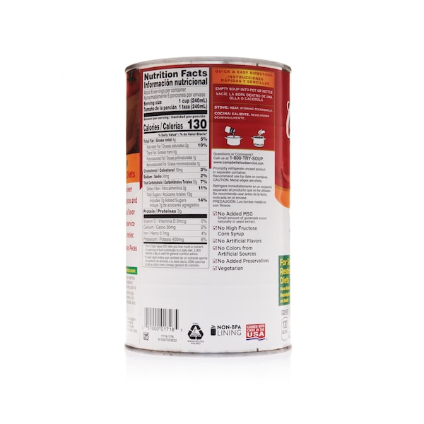 Campbells Ready To Serve Red & White Low Sodium Tomato Soup 50 oz., PK12 - 000001718