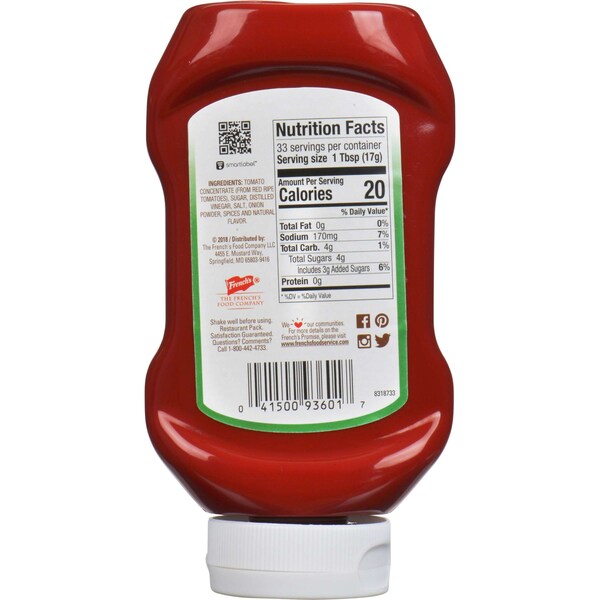Frenchs French's Tomato Ketchup Top Down Bottle 20 oz. Per Bottle, PK30 - 95595