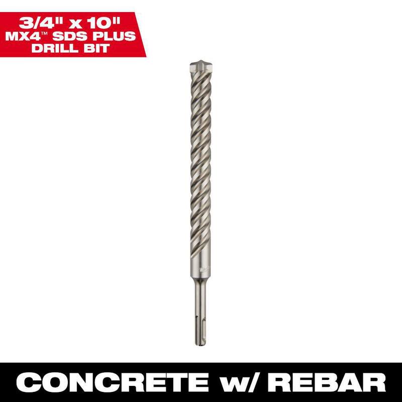Broca de carburo SDS-PLUS de 4 cortes de Milwaukee de 3/4 pulgadas por 10 pulgadas - 48-20-8312
