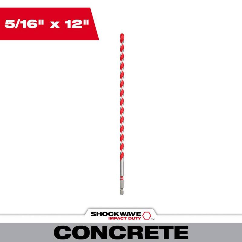 Broca de martillo de carburo de 5/16 pulg. x 10 pulg. x 12 pulg. Milwaukee para concreto, piedra, perforación de albañilería - 48-20-9017