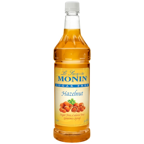 Monin Monin Sugar-Free Hazelnut Syrup 1 Liter Bottle, PK4 - M-FS023F