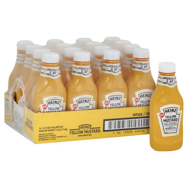 Heinz Heinz Classic Yellow Squeeze Mustard 12.75 oz. Bottle, PK16 - 10013000409367