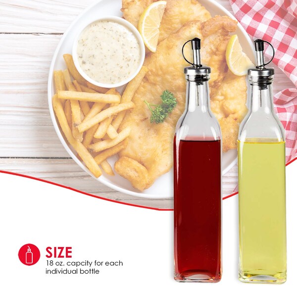 Hds Trading Leak Proof Easy Pour Oil and Vinegar Bottle, Set of 2, Clear - ZOR95898
