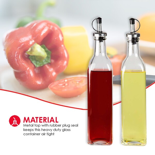 Hds Trading Leak Proof Easy Pour Oil and Vinegar Bottle, Set of 2, Clear - ZOR95898