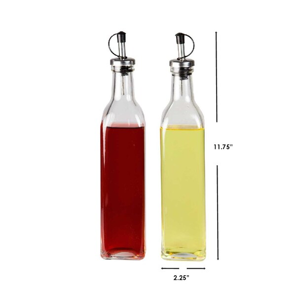 Hds Trading Leak Proof Easy Pour Oil and Vinegar Bottle, Set of 2, Clear - ZOR95898
