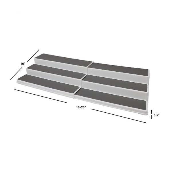 Hds Trading 3 Tier Rubber Lined Plastic Adjustable Seasoning Rack, White - ZOR95904