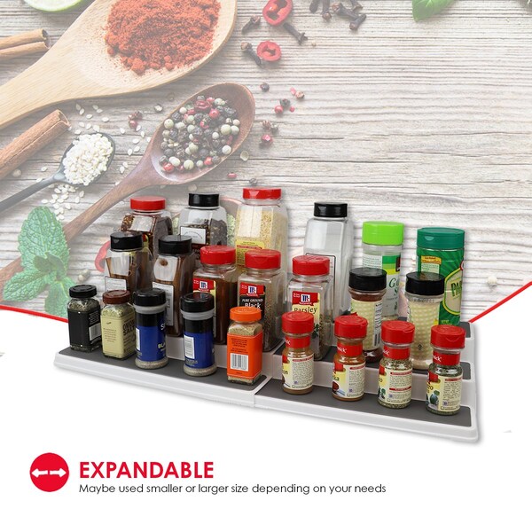 Hds Trading 3 Tier Rubber Lined Plastic Adjustable Seasoning Rack, White - ZOR95904