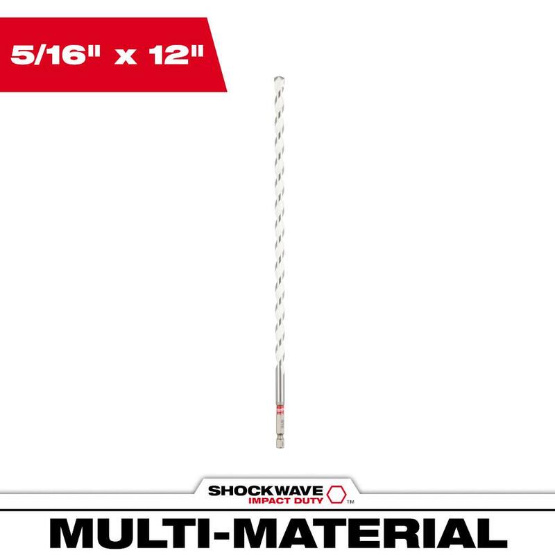 Broca de carburo para taladro de impacto SHOCKWAVE de 5/16 pulg. x 12 pulg. para materiales múltiples - 48-20-8889