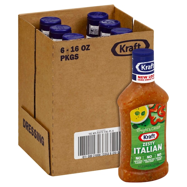 Kraft Kraft Zesty Italian Dressing 16 fl. oz. Bottles, PK6 - 00021000733439