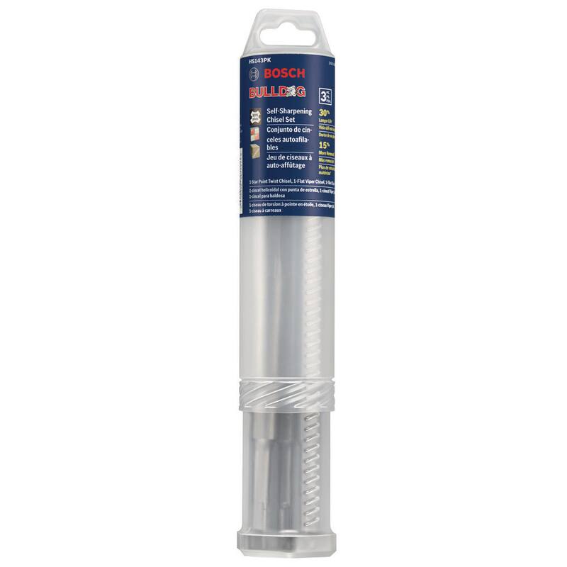 Set de cinceles autafilables de acero aleado Bulldog Bosch SDS-Plus (3 piezas) - HS143PK