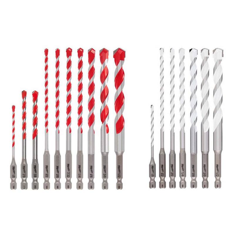 Juego de brocas de carburo para martillo Milwaukee SHOCKWAVE y materiales múltiples (17 piezas) - 48-20-9058-48-20-8899.