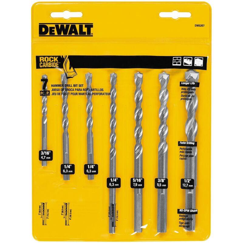 DEWALT Conjunto de Brocas de Martillo de Carburo (7 piezas) - DW5207