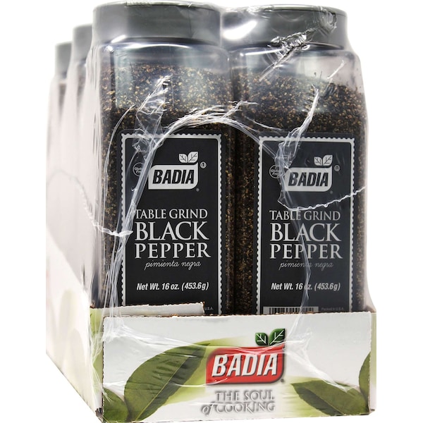 Badia Badia Pepper Black Table Grind Rollermill 16 oz. Bottle, PK6 - 00033844907297