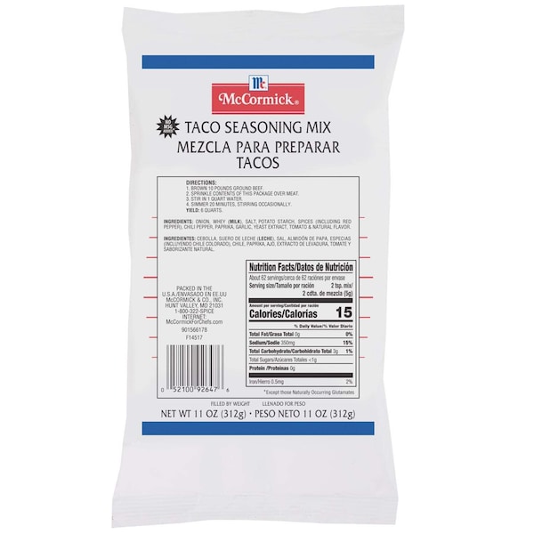 Mccormick McCormick Taco Seasoning 11 oz. Container, PK6 - F1451701