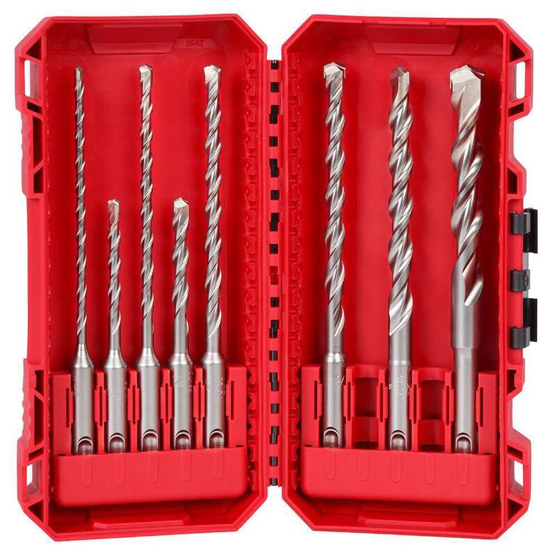 Set de brocas para martillo perforador de carburo de SDS Plus de 2 cortadores y 4 cortadores de Milwaukee (13 piezas) - 48-20-7673-48-20-7498
