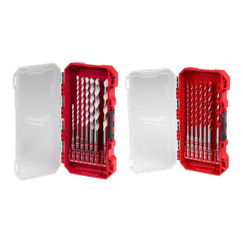 Juego de brocas Milwaukee SHOCKWAVE Carbide Multi-Material con Kit de brocas para martillo SHOCKWAVE Carbide (14 piezas) - 48-20-8899-48-20-9052
