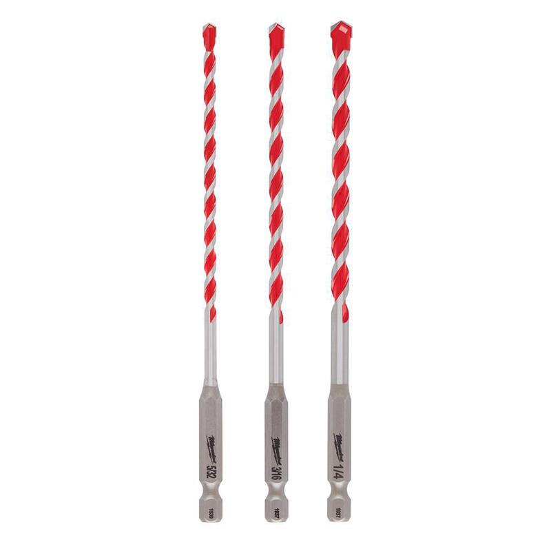 Juego de brocas para taladro de martillo de carburo SHOCKWAVE de Milwaukee (3 piezas) para concreto, piedra y perforación en albañilería - 48-20-9050