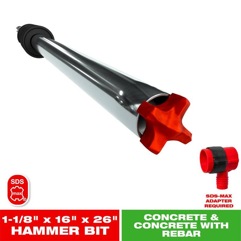 DIABLO AMPED Rebar Demon 1-1/8 in. x 16 in. x 26 in. Broca para martillo perforador con extracción de polvo y cabeza de carburo completo de 4 cortes SDS-Max - DMAMXA1720