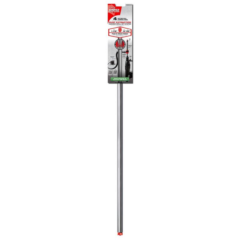 DIABLO AMPED Rebar Demon 1-1/8 in. x 16 in. x 26 in. Broca para martillo perforador con extracción de polvo y cabeza de carburo completo de 4 cortes SDS-Max - DMAMXA1720