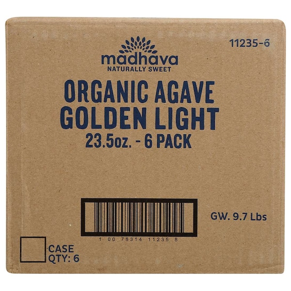 Madhava Madhava Organic Golden Light Agave Nectar 23.5 oz. Bottle, PK6 - 11235-6