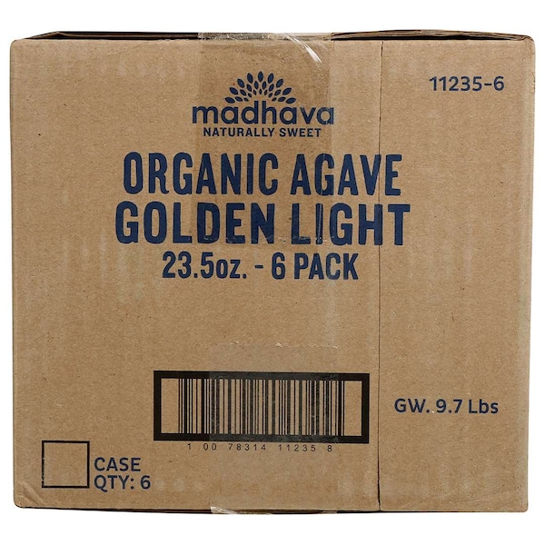 Madhava Madhava Organic Golden Light Agave Nectar 23.5 oz. Bottle, PK6 - 11235-6