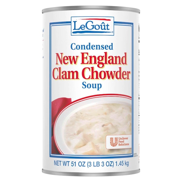 Legout New England Clam Chowder Condensed Canned Soup 51 oz., PK12 - 3750064463