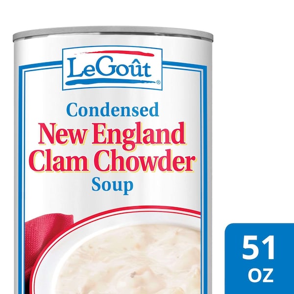 Legout New England Clam Chowder Condensed Canned Soup 51 oz., PK12 - 3750064463