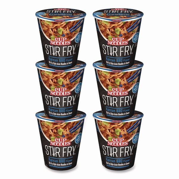 Nissin Cup Noodles Stir Fry, Korean BBQ, 2.89 oz Cup, 6PK - NIS42403