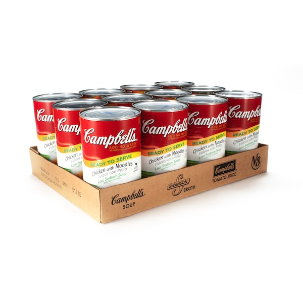 Campbells Ready To Serve Red & White Low Sodium Chicken Noodle Soup 50 oz., PK12 - 000001715