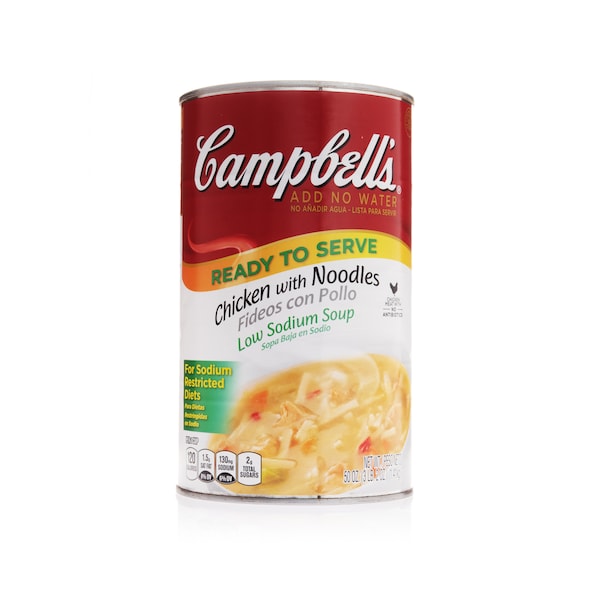 Campbells Ready To Serve Red & White Low Sodium Chicken Noodle Soup 50 oz., PK12 - 000001715
