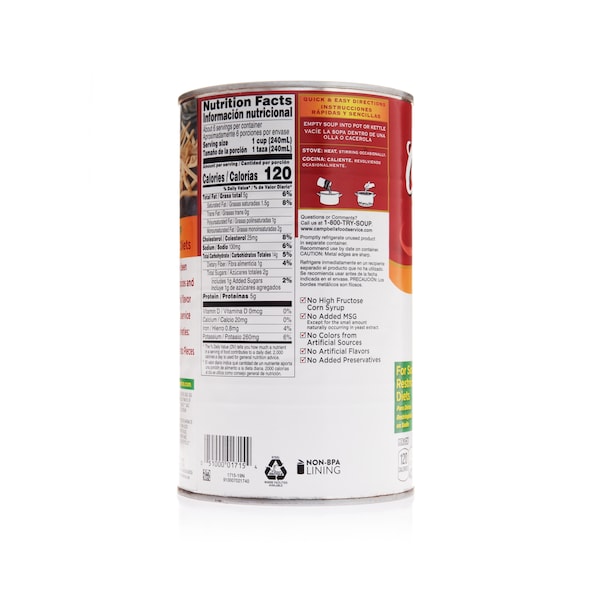 Campbells Ready To Serve Red & White Low Sodium Chicken Noodle Soup 50 oz., PK12 - 000001715