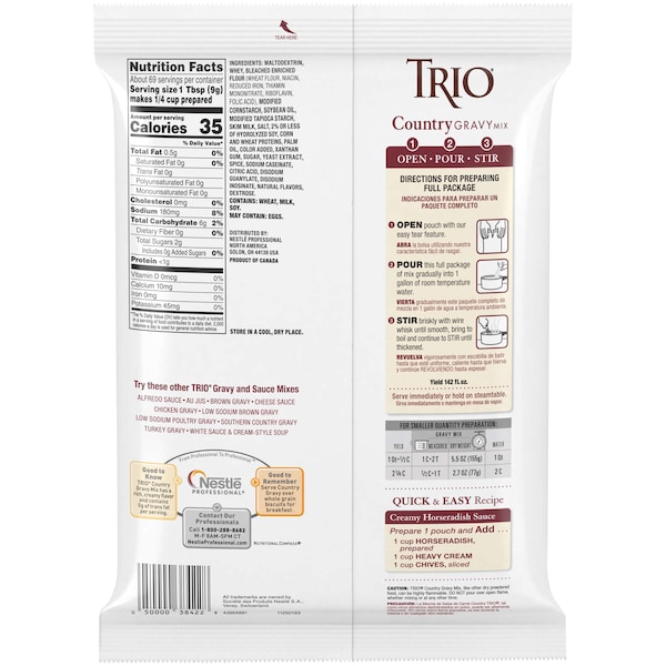 Trio Trio Country Gravy Mix 21.975 oz. Packet, PK8 - 10050000384225